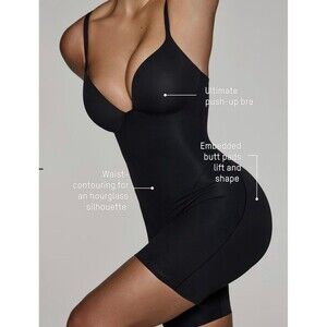 SKIMS Ultimate Body Push Up Butt Enhancing Padded MidThigh Bodysuit Bra NWT L